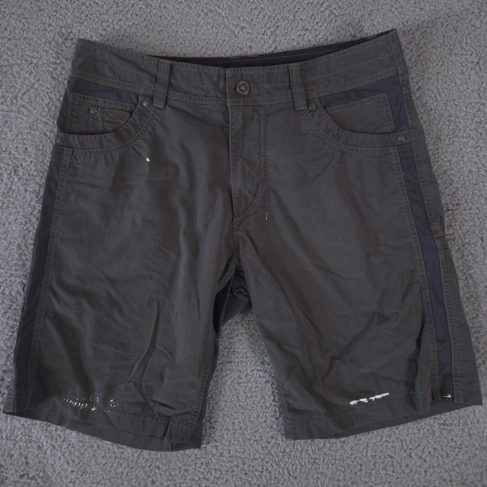 Kuhl Radikl Shorts Mens 34 Gray 10" Cargo Outdoor Hiking Gorpcore Stretch Cotton